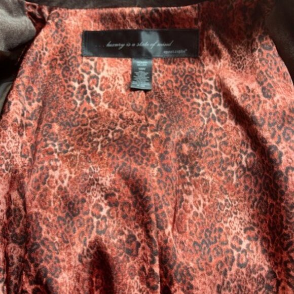 Apostrophe Womens 16W Blazer Brown Long Sleeve Career Animal Print Notch Lapel - Picture 6 of 8
